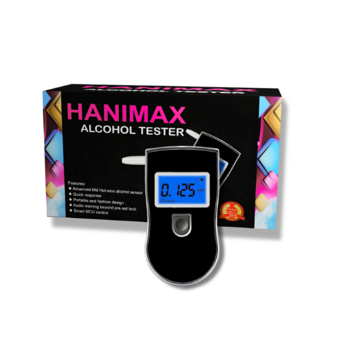 HANIMAX Professional-Grade Accuracy Alcohol Testing Machine LCD Display Breathalyzer Breathe Detector with 5 Mouthpiece